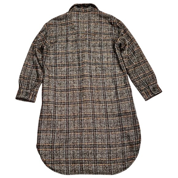 Frank & Eileen Gavin Long Shirt Jacket, Wool, Brown Orange Plaid, XS - Picture 12 of 12